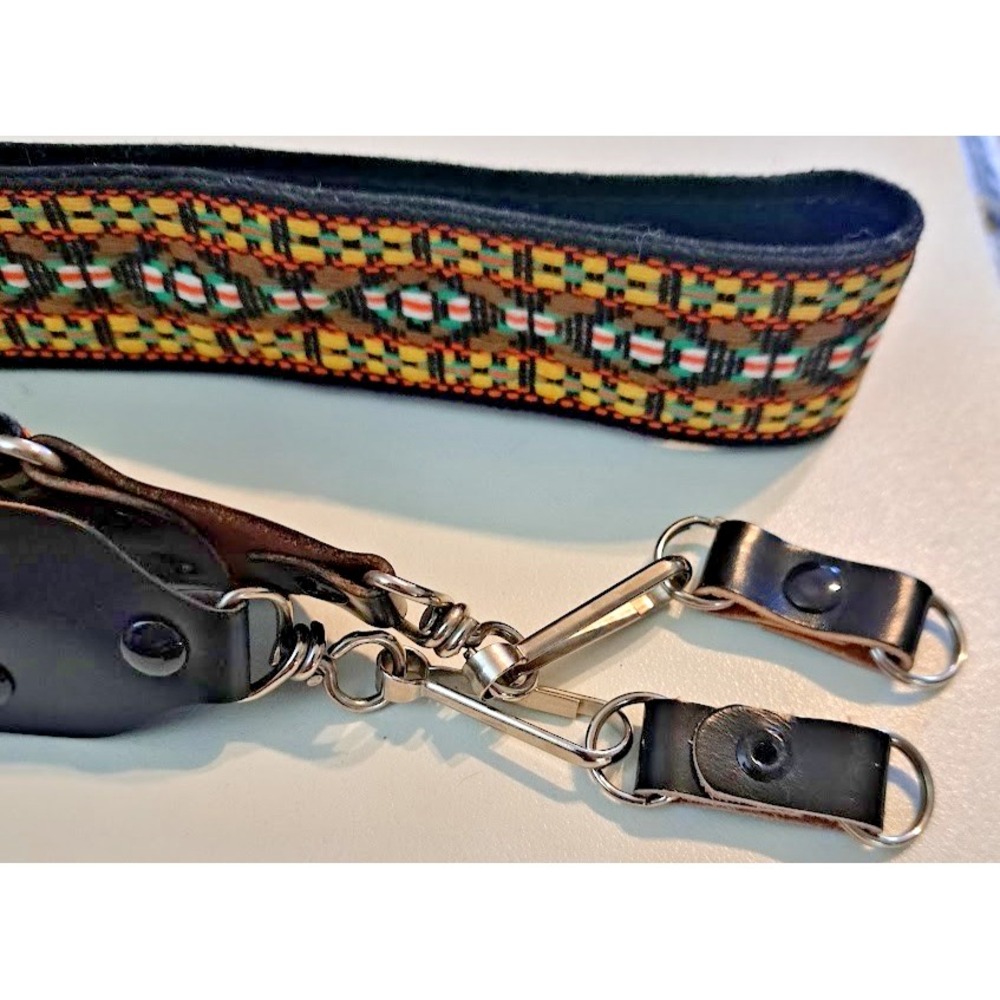 Vintage 1970s Hippie Camera Strap • Retro Hootenanny Woven Geometric Adjustable